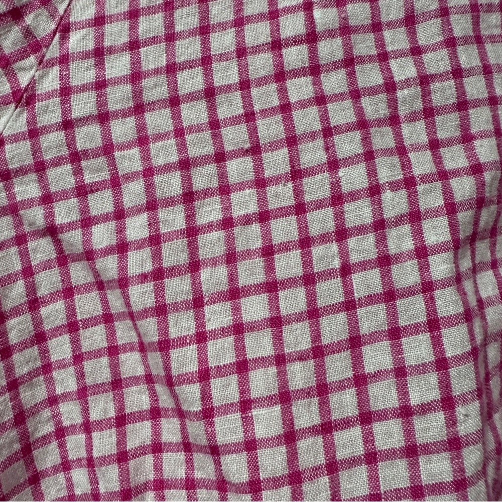 The Company Store Pink White Gingham 100% Linen Collared Tunic - Picture 15 of 16
